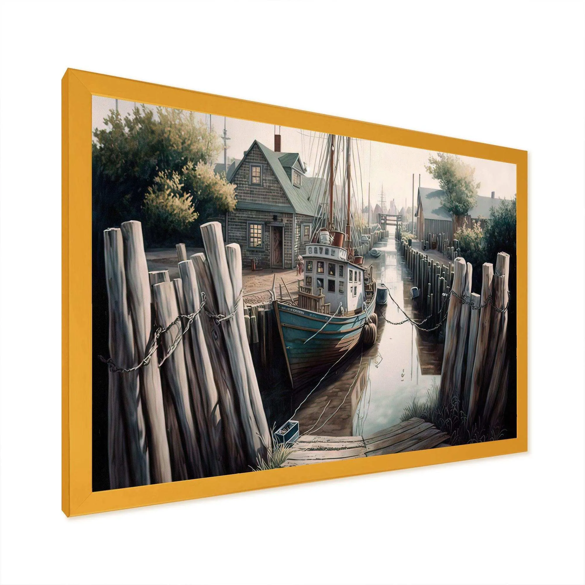 Rustic Port With A Fishing Boat V