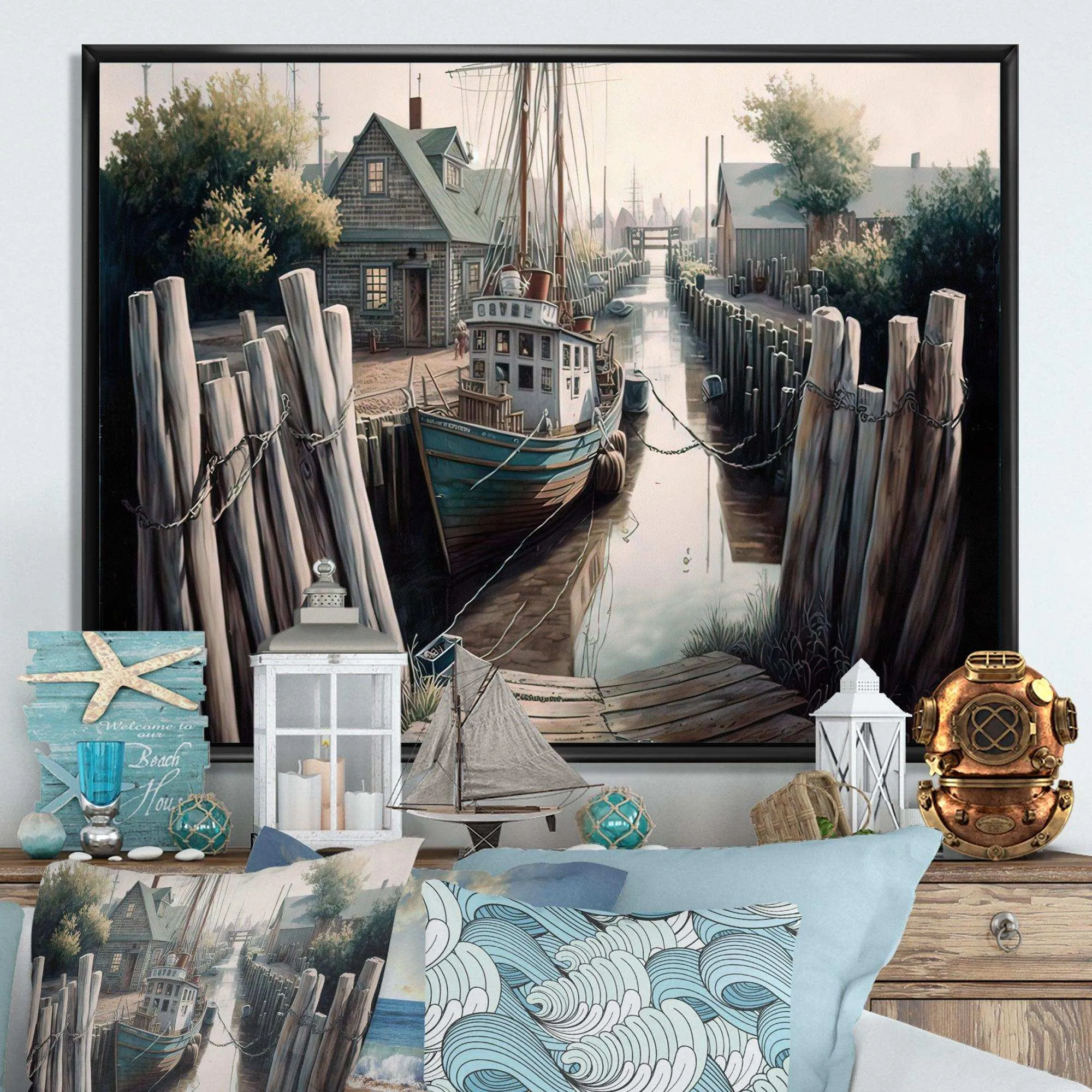Rustic Port With A Fishing Boat V