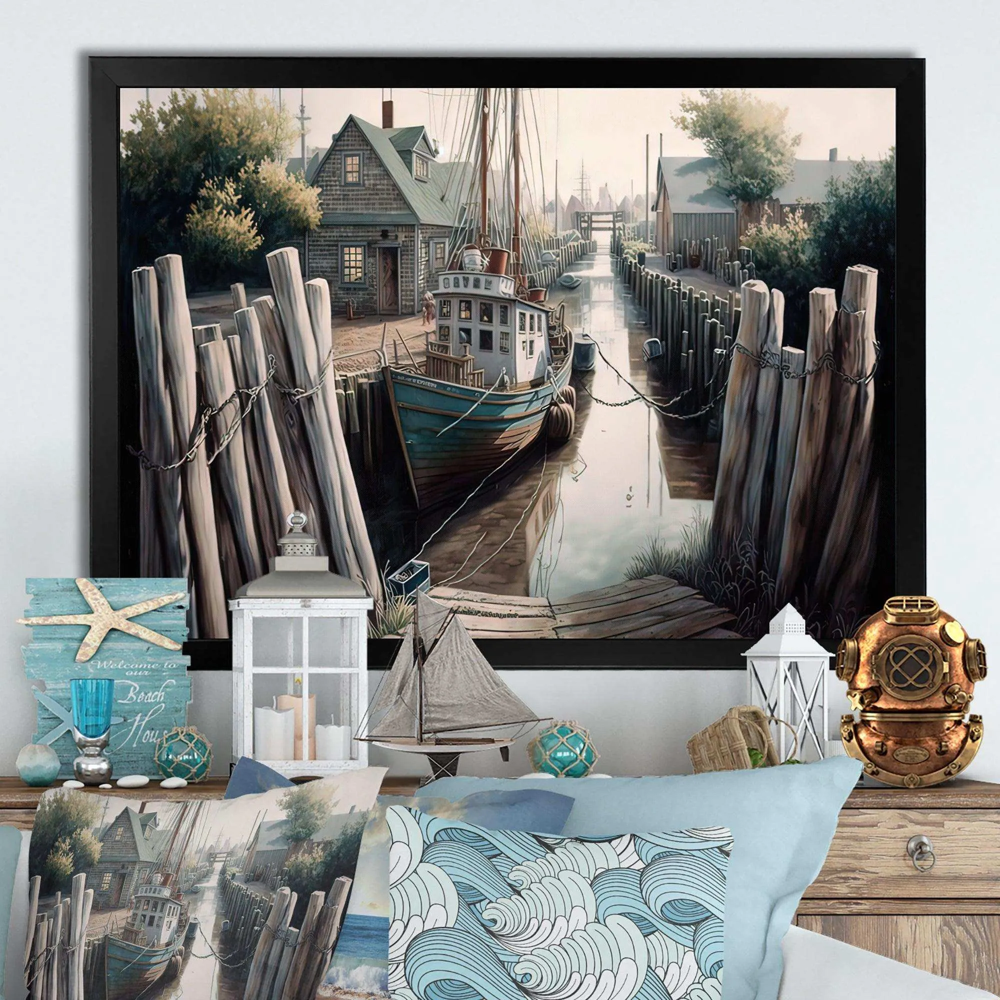 Rustic Port With A Fishing Boat V