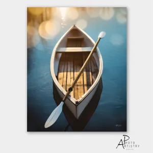 Rustic Wooden Boat  Canvas Print, Coastal Wall Art Lakehouse Wall Art, Canoe, Lakehouse Decor Beach House,  Cabin