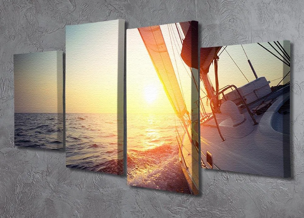 Sail boat gliding 4 Split Panel Canvas