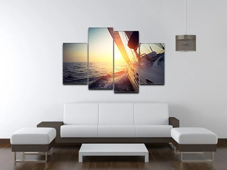 Sail boat gliding 4 Split Panel Canvas
