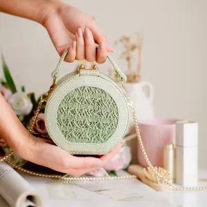 Seafoam Raffia Minaudiere