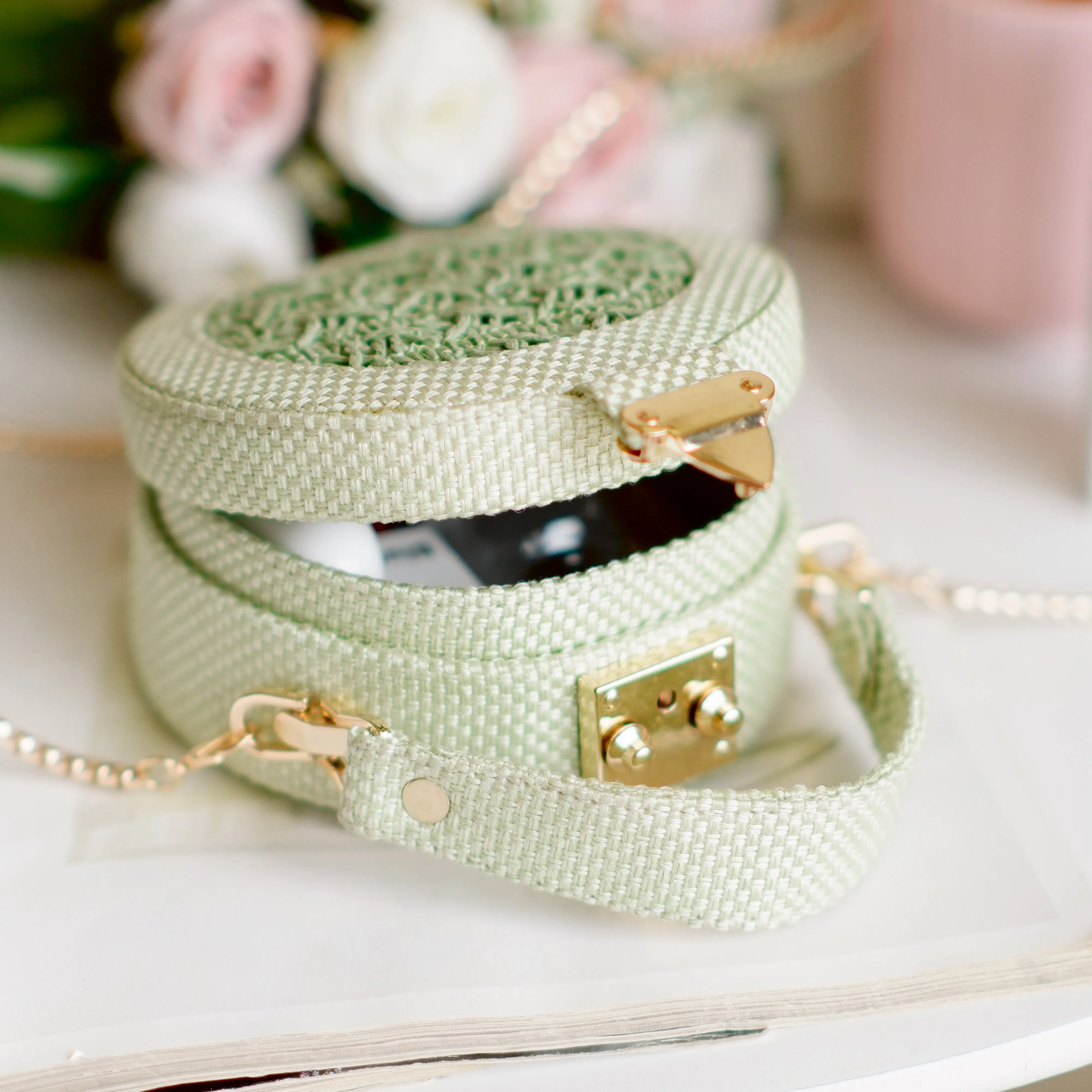 Seafoam Raffia Minaudiere
