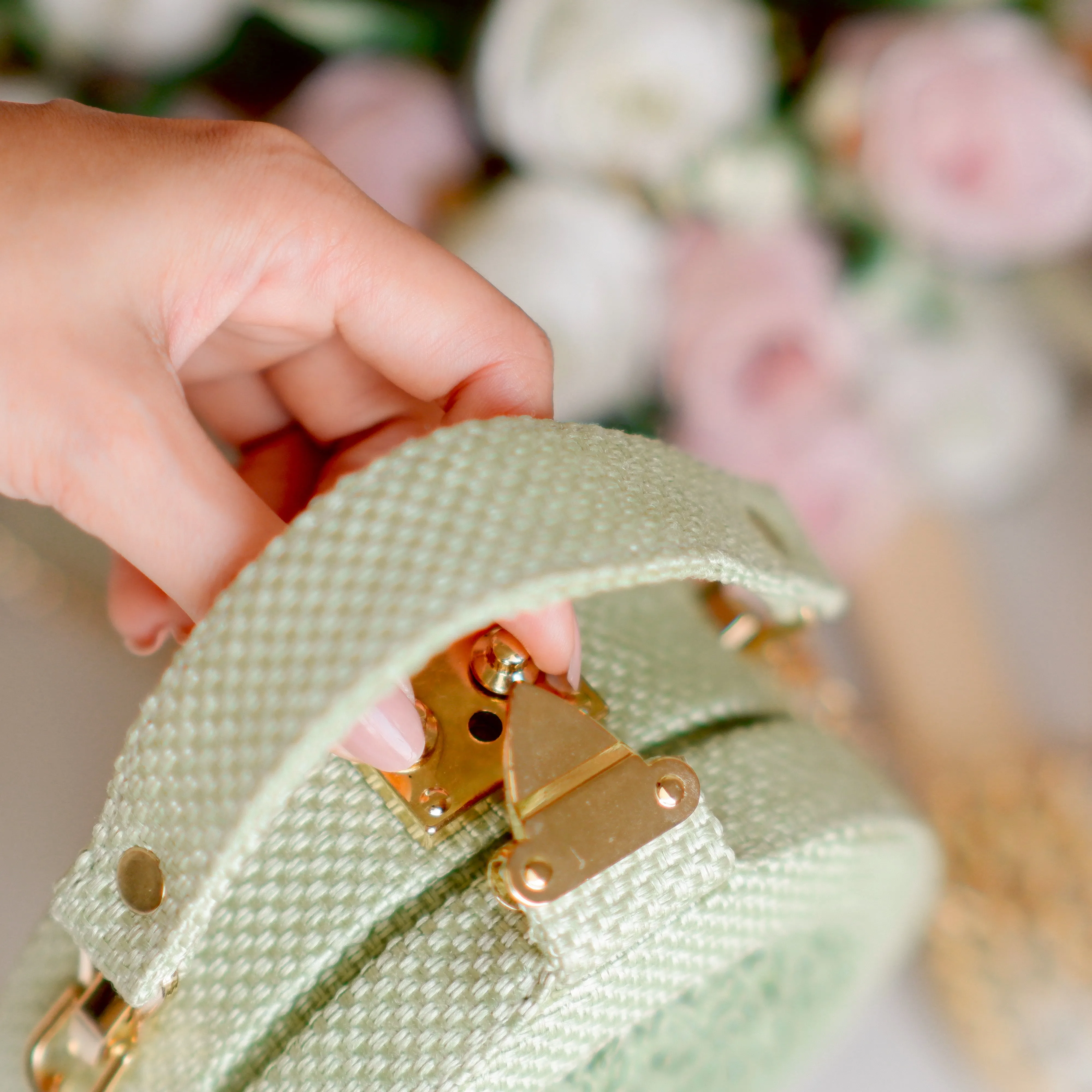 Seafoam Raffia Minaudiere