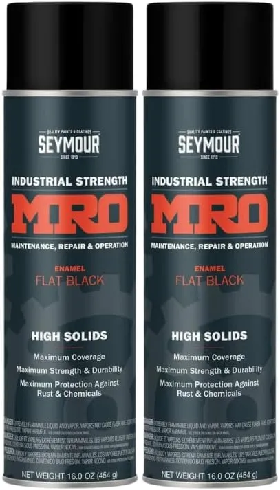SEYMOUR 620-1433 Industrial MRO High Solids Spray Paint, Flat Black, 16 Ounce (Pack of 2)
