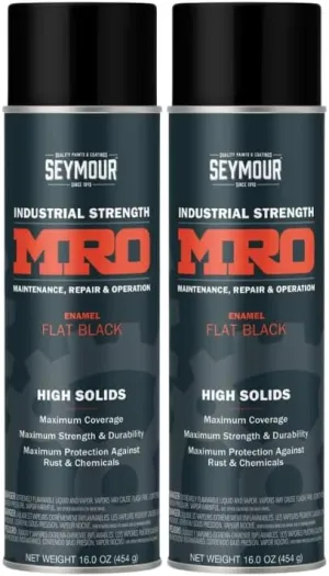 SEYMOUR 620-1433 Industrial MRO High Solids Spray Paint, Flat Black, 16 Ounce (Pack of 2)