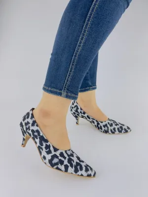 Sissy Leopard Print Black-White Pumps Heels-11043