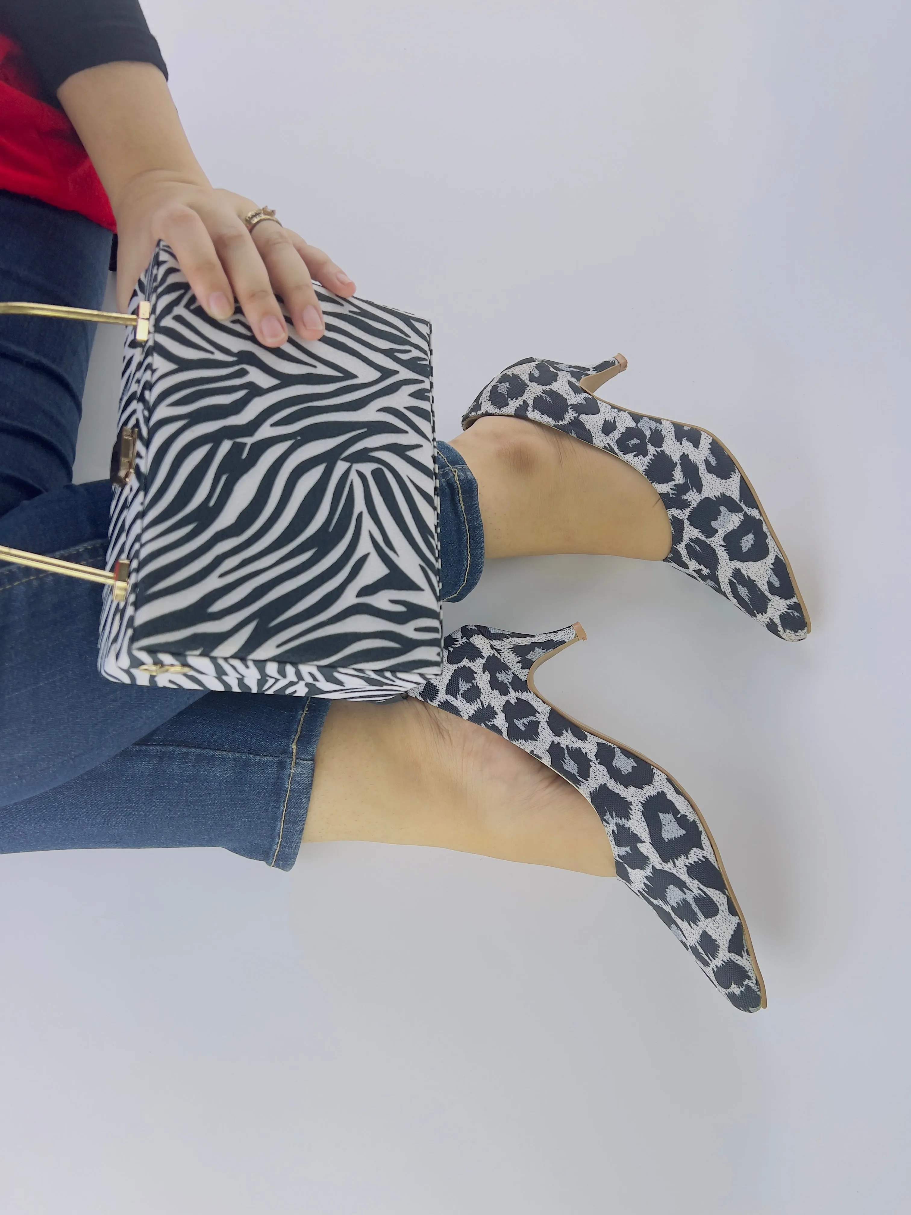 Sissy Leopard Print Black-White Pumps Heels-11043