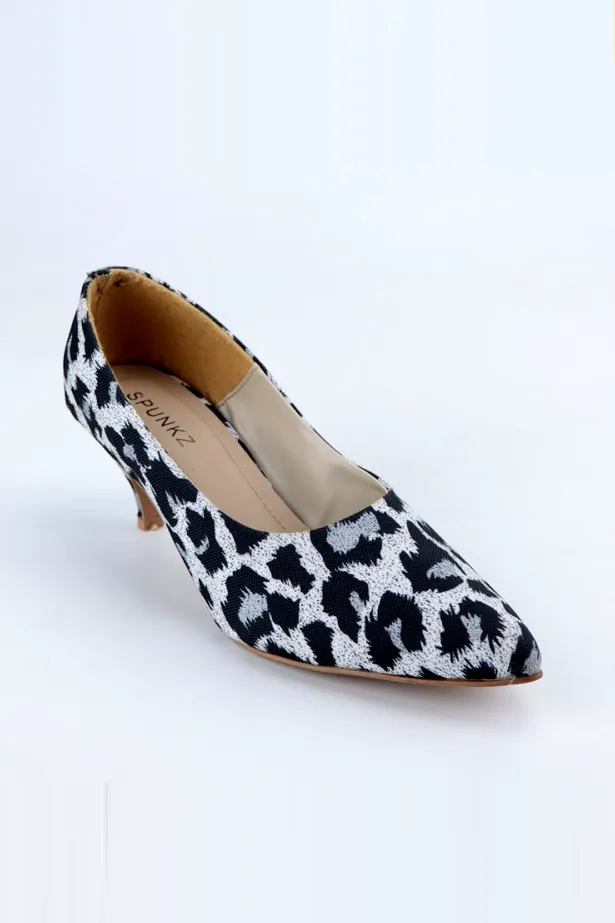 Sissy Leopard Print Black-White Pumps Heels-11043