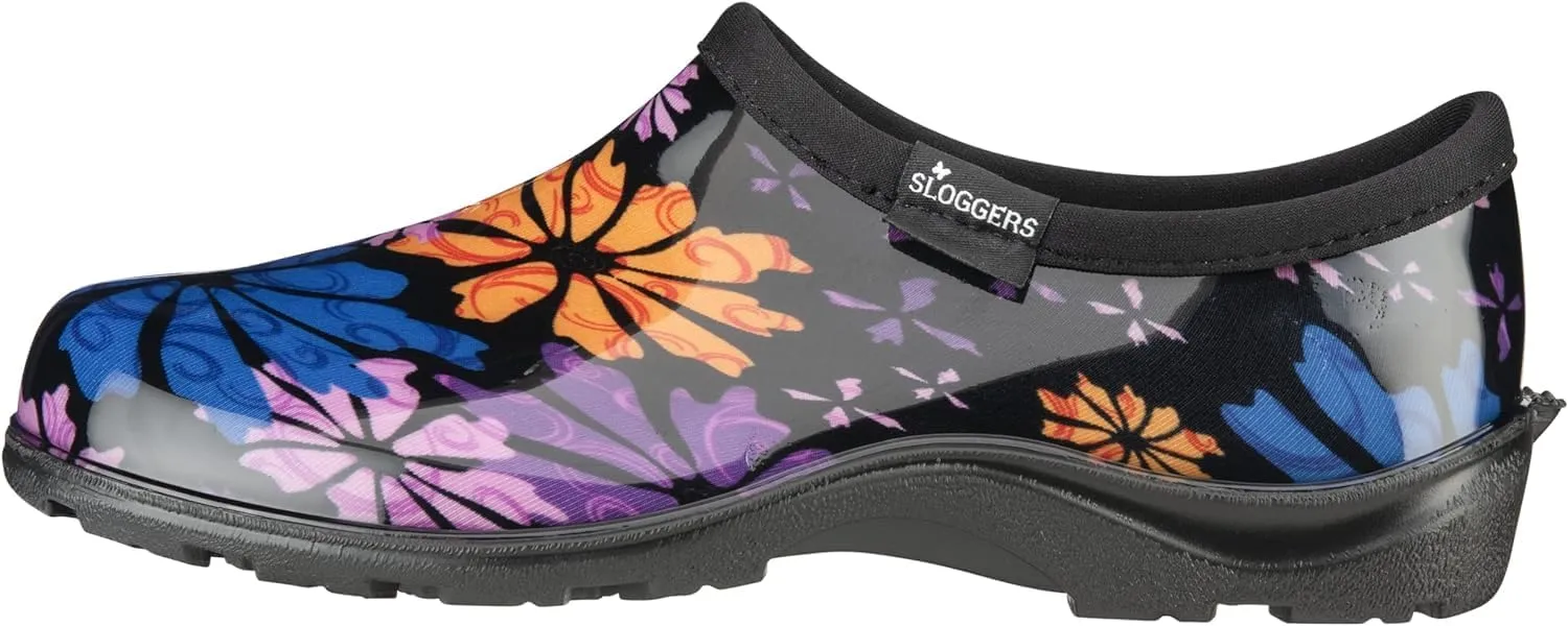 Sloggers Original Waterproof Rain and Garden Shoe for Women– Outdoor Slip-On Garden Clog - Made in The USA with Premium Comfort Insole and Arch Support - Flower Power, Size 8