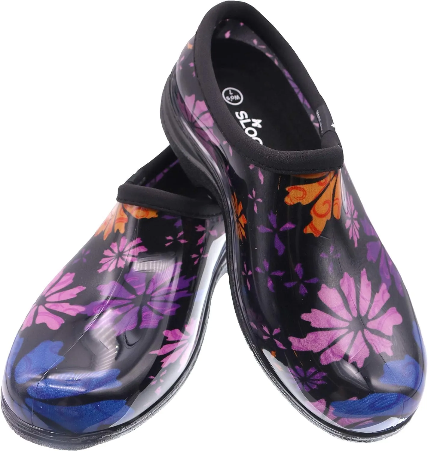Sloggers Original Waterproof Rain and Garden Shoe for Women– Outdoor Slip-On Garden Clog - Made in The USA with Premium Comfort Insole and Arch Support - Flower Power, Size 8