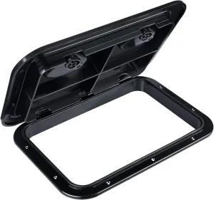 smartmarine Marine Deck Access Hatch 17.3“×12.4 Black Rectangle Boat Hatch & Lid,Boat Deck Hatch Lids