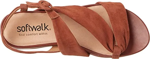 SoftWalk Women's Flat Sandals, Brown Toffee Suede, 7.5