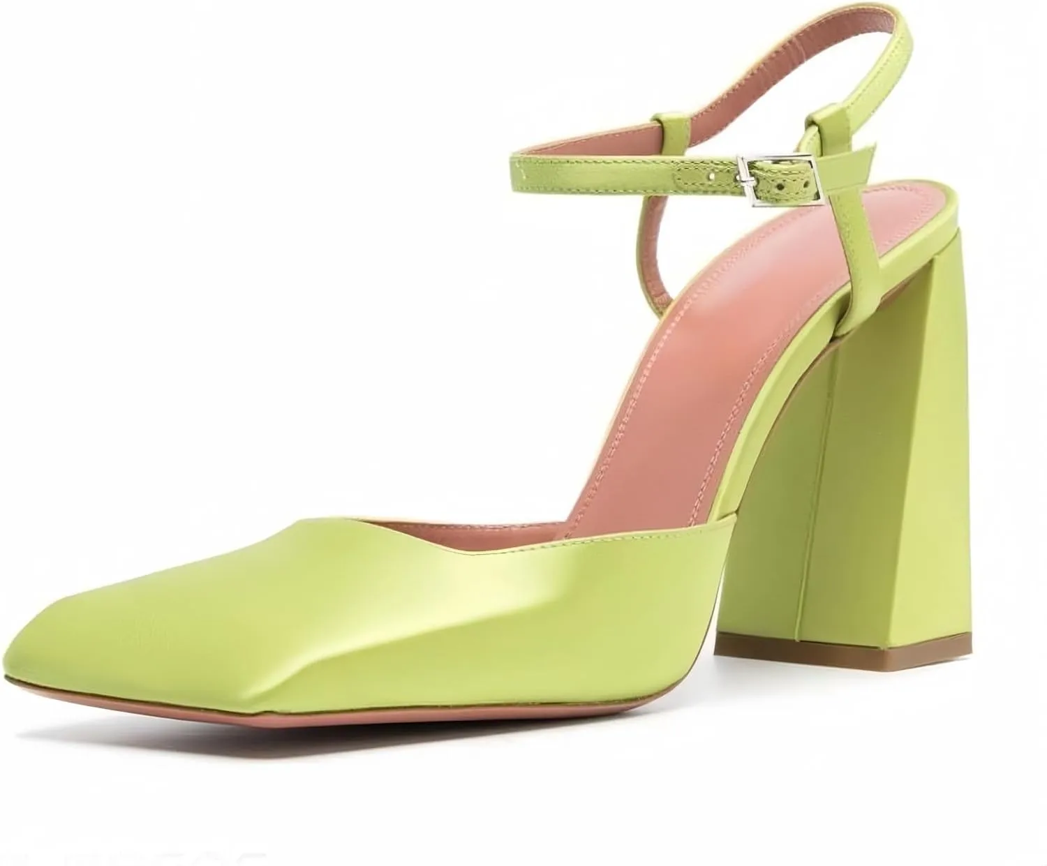 Square Closed Toe Satin Pumps Shoes for Women,Chunky High Heel Adjustable Buckle Block with Ankle Strap Heel Sandals Slip On Mary Janes Pumps Fashion Dress Office Evening Party Bride Wedding Shoes