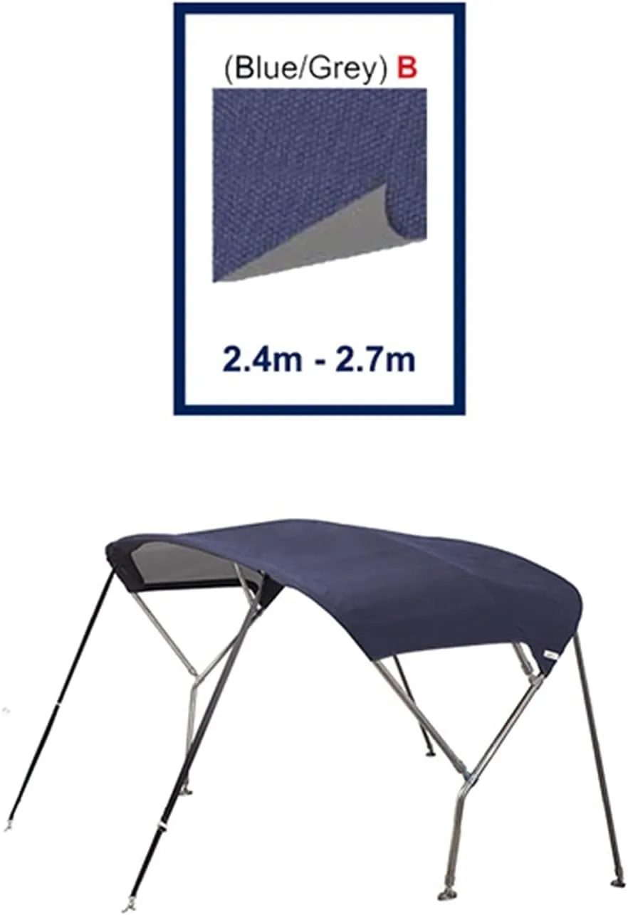 Stainless Steel Sailboat Biminii 25mm Tube Heavy-Duty Boat-Cover Top Canopy Water Sun Proof UV Protection Blue (Color : 2.4m 2.7m Blue)