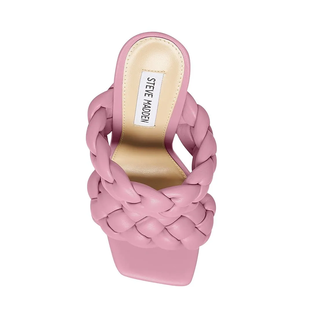 Steve Madden Kenley Women's Vegan Leather Braided Slip On Mule Heeled Sandals Pink 5.5