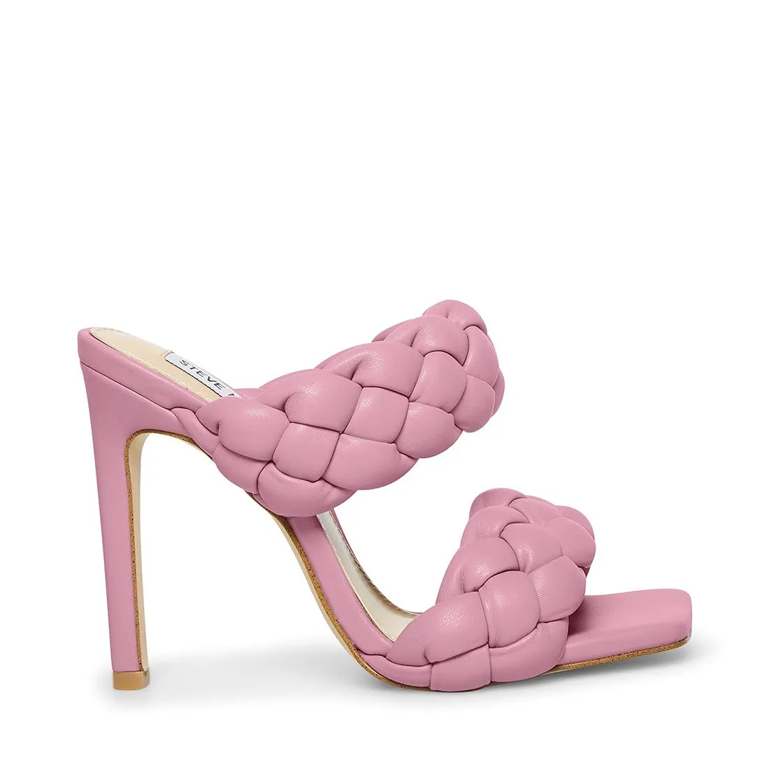Steve Madden Kenley Women's Vegan Leather Braided Slip On Mule Heeled Sandals Pink 5.5