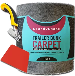 SturdyShape Thick Boat Trailer Bunk Carpet Kit 12Inx100Ft 25oz (Gray, 1)