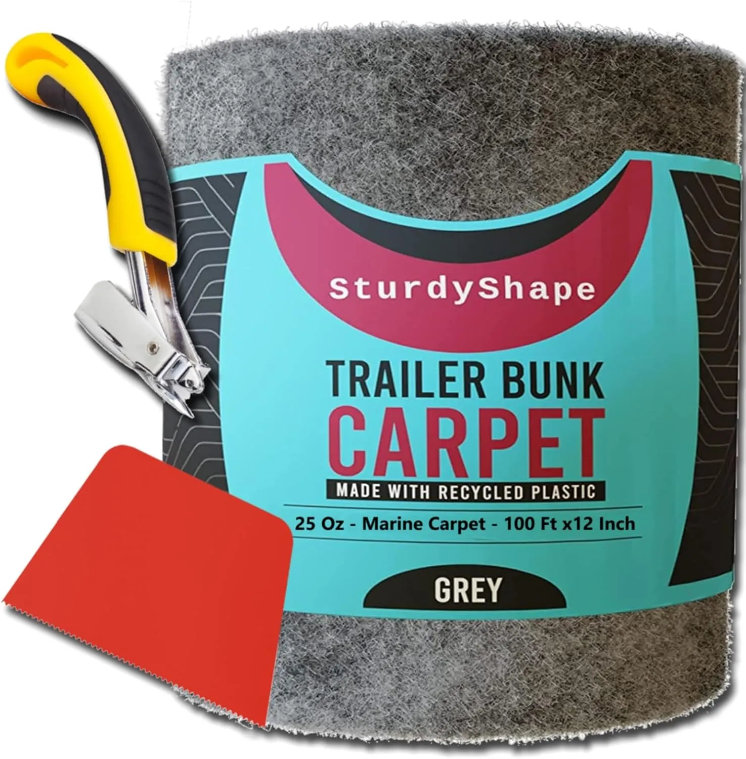 SturdyShape Thick Boat Trailer Bunk Carpet Kit 12Inx100Ft 25oz (Gray, 1)