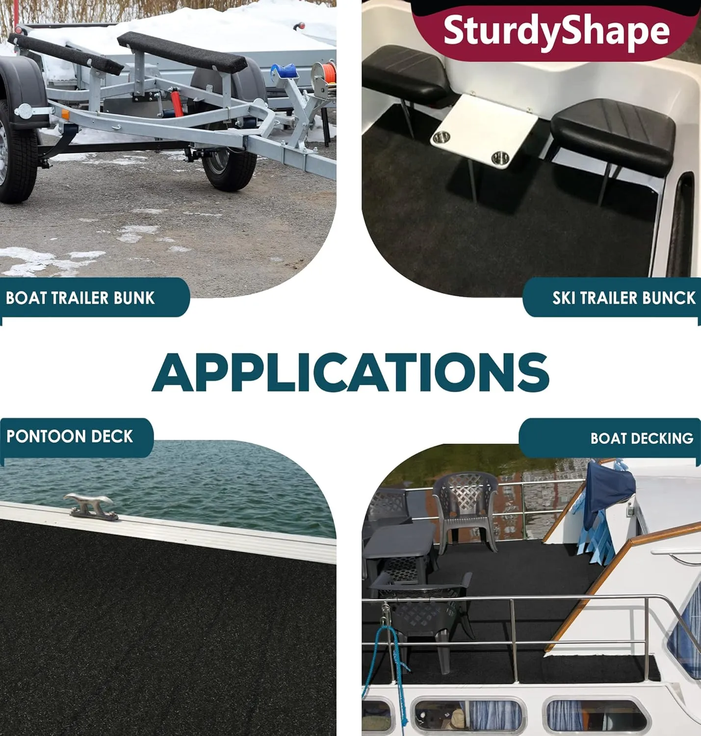 SturdyShape Thick Boat Trailer Bunk Carpet Kit 12Inx100Ft 25oz (Gray, 1)