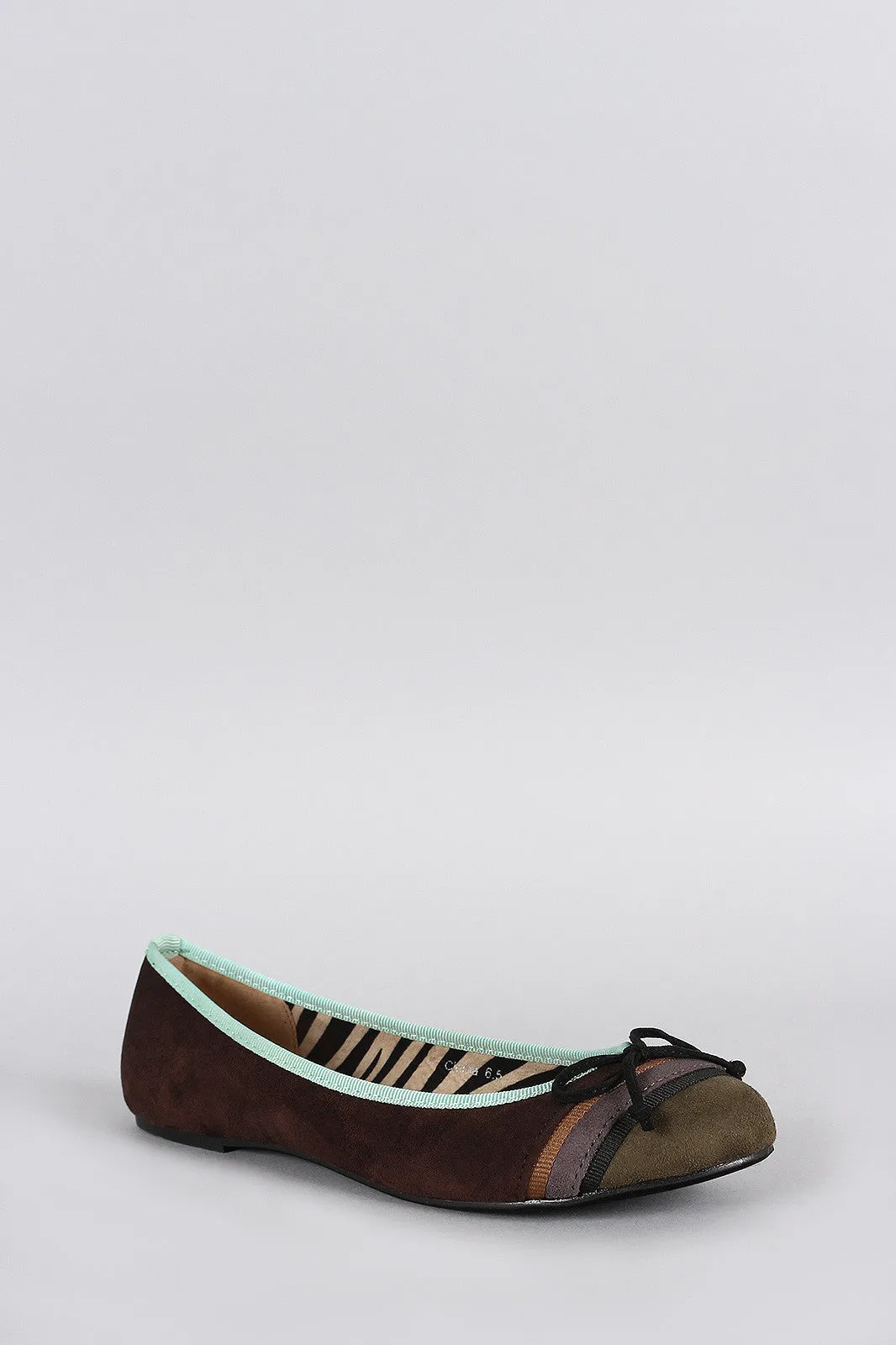 Suede Free shipping Flat Ballet Colorblock Bow Round Toe Premium at a great