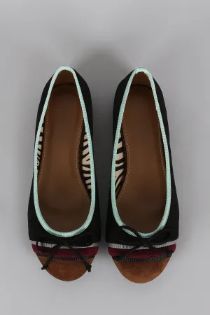 Suede Free shipping Flat Ballet Colorblock Bow Round Toe Premium at a great