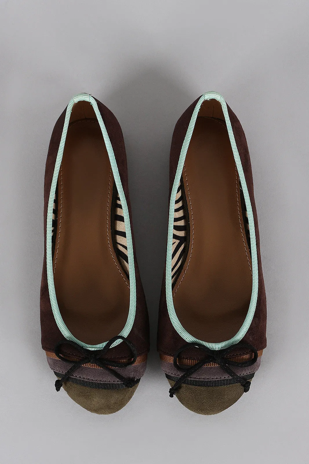 Suede Free shipping Flat Ballet Colorblock Bow Round Toe Premium at a great