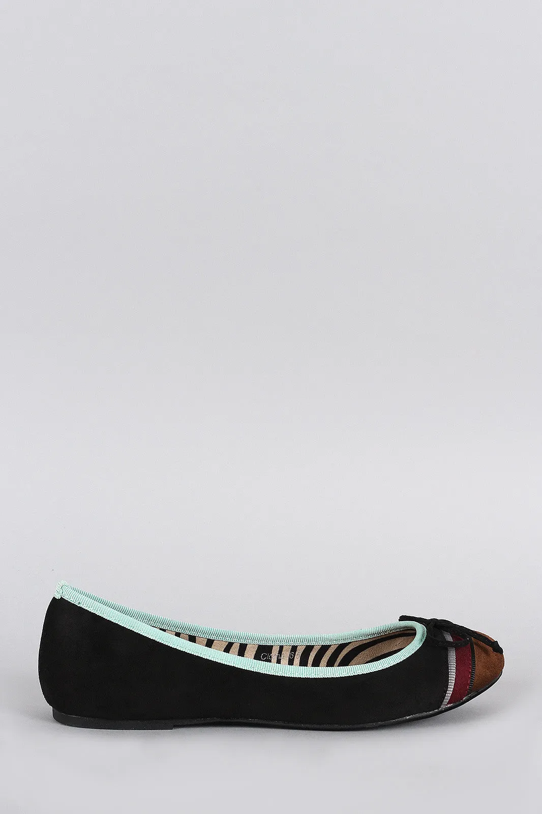 Suede Free shipping Flat Ballet Colorblock Bow Round Toe Premium at a great