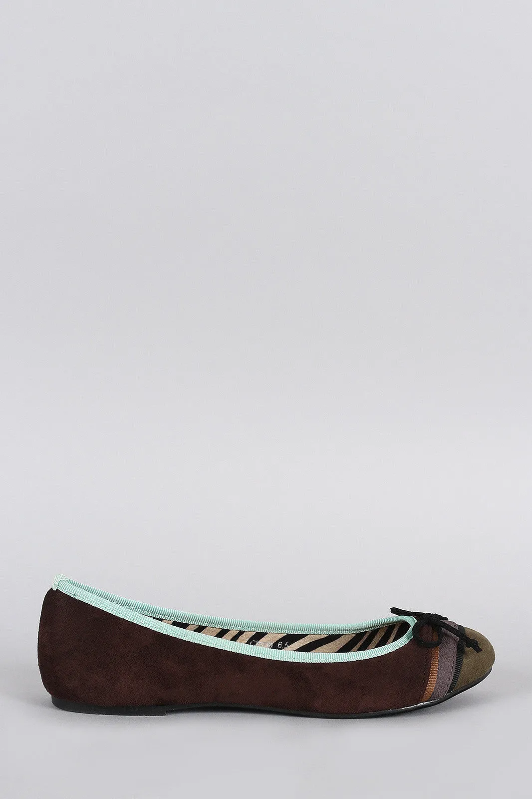 Suede Free shipping Flat Ballet Colorblock Bow Round Toe Premium at a great