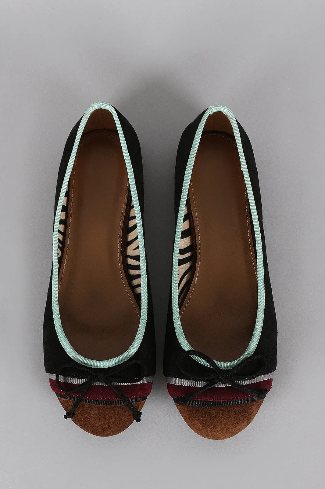 Suede Free shipping Flat Ballet Colorblock Bow Round Toe Premium at a great