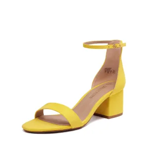 Suede Low Dream Yellow Long-lasting Strap Pump Durable Fashion Sandals Heel Low-Chunk Ankle Pairs