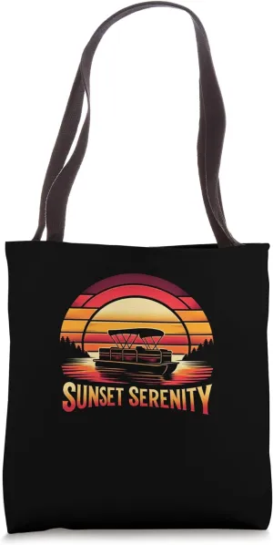 Sunset Serenity River Floating Pontoon Boat Tote Bag