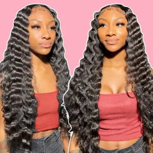 Synthetic Lace Front Wigs Pre Plucked Natural Wavy Wig Ready to Wear Glueless 13x4x1 Middle Part Lace Front for Black Women Daily Party Wear