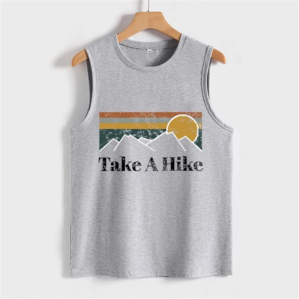 Take A Hike Tank Top Women Camping Hiking Mountain Graphic Vintage Shirt Casual Sleeveless Outdoor Vest Top