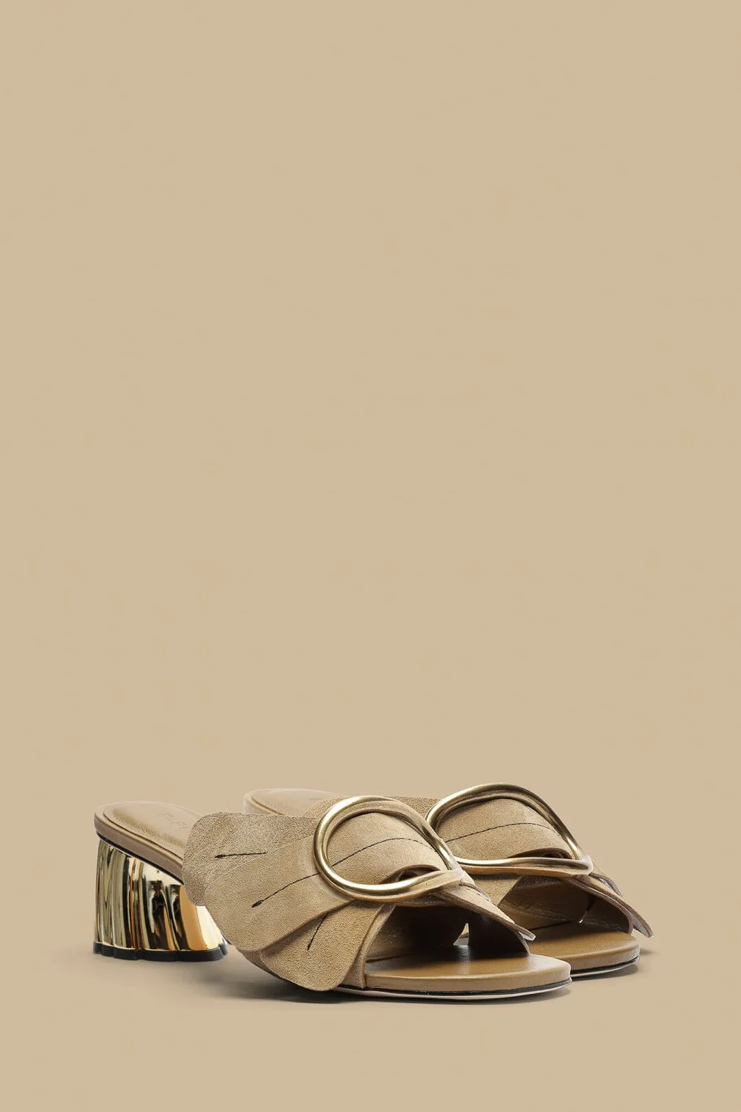 Taupe Daisy Heeled Mule