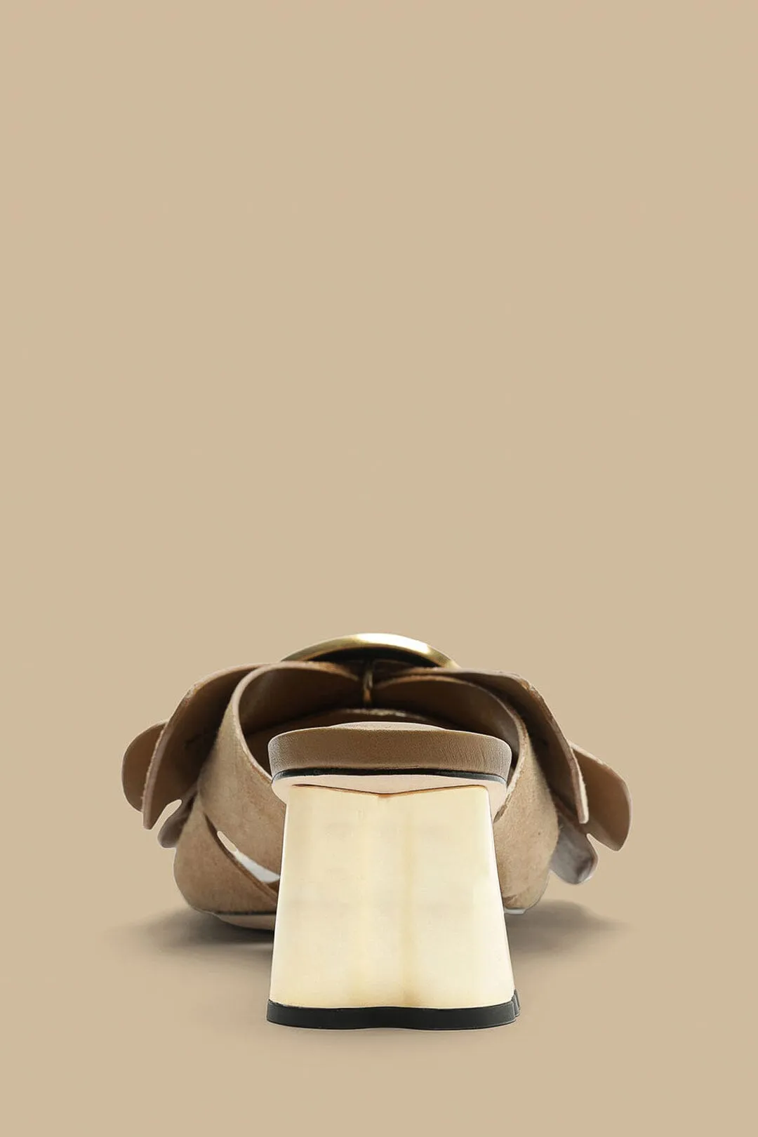 Taupe Daisy Heeled Mule
