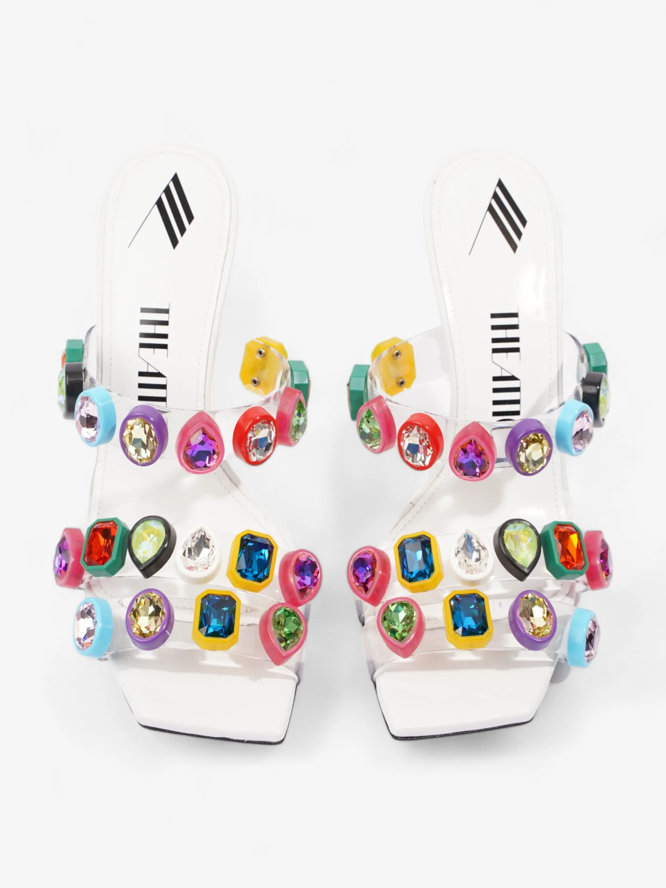 The Attico Nanci Embellished Heeled Mule 100mm White / Multi leather EU 37 UK 4