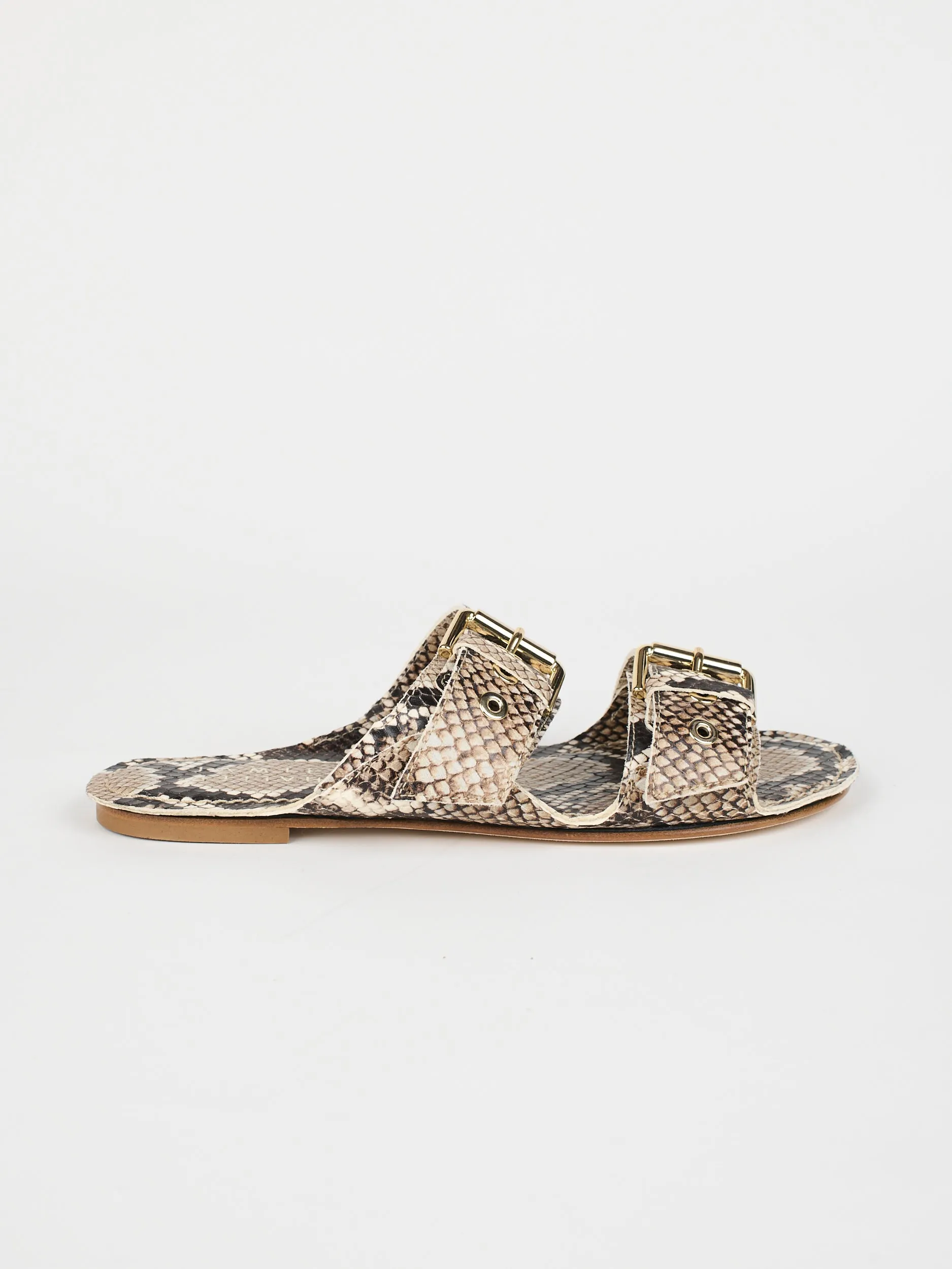 The Double Buckle Slide in Taupe