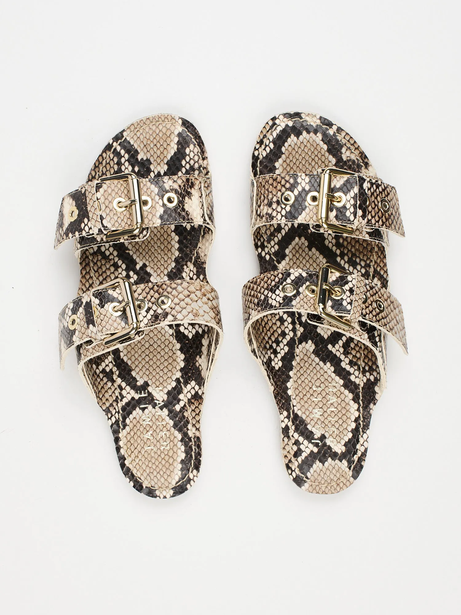 The Double Buckle Slide in Taupe