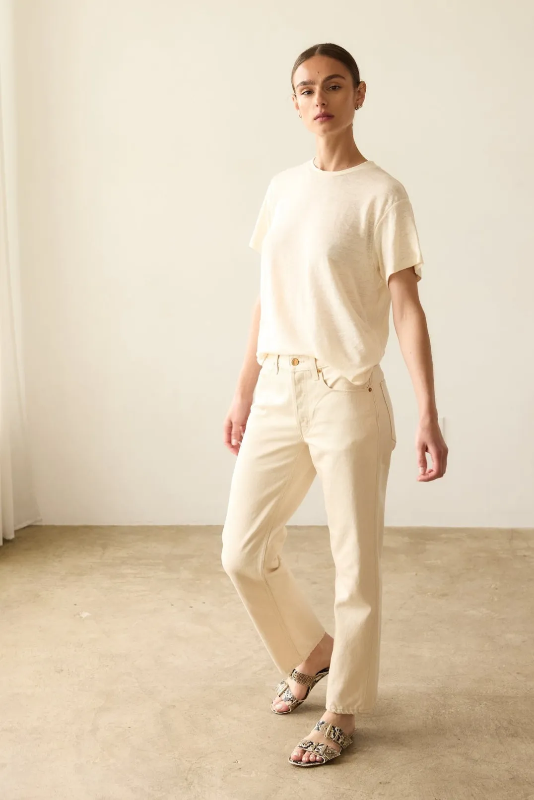 The Double Buckle Slide in Taupe