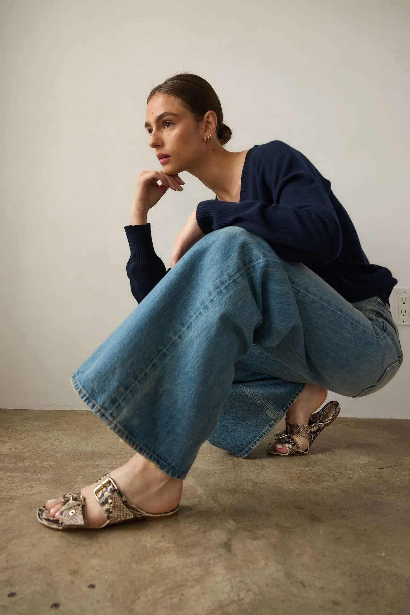 The Double Buckle Slide in Taupe