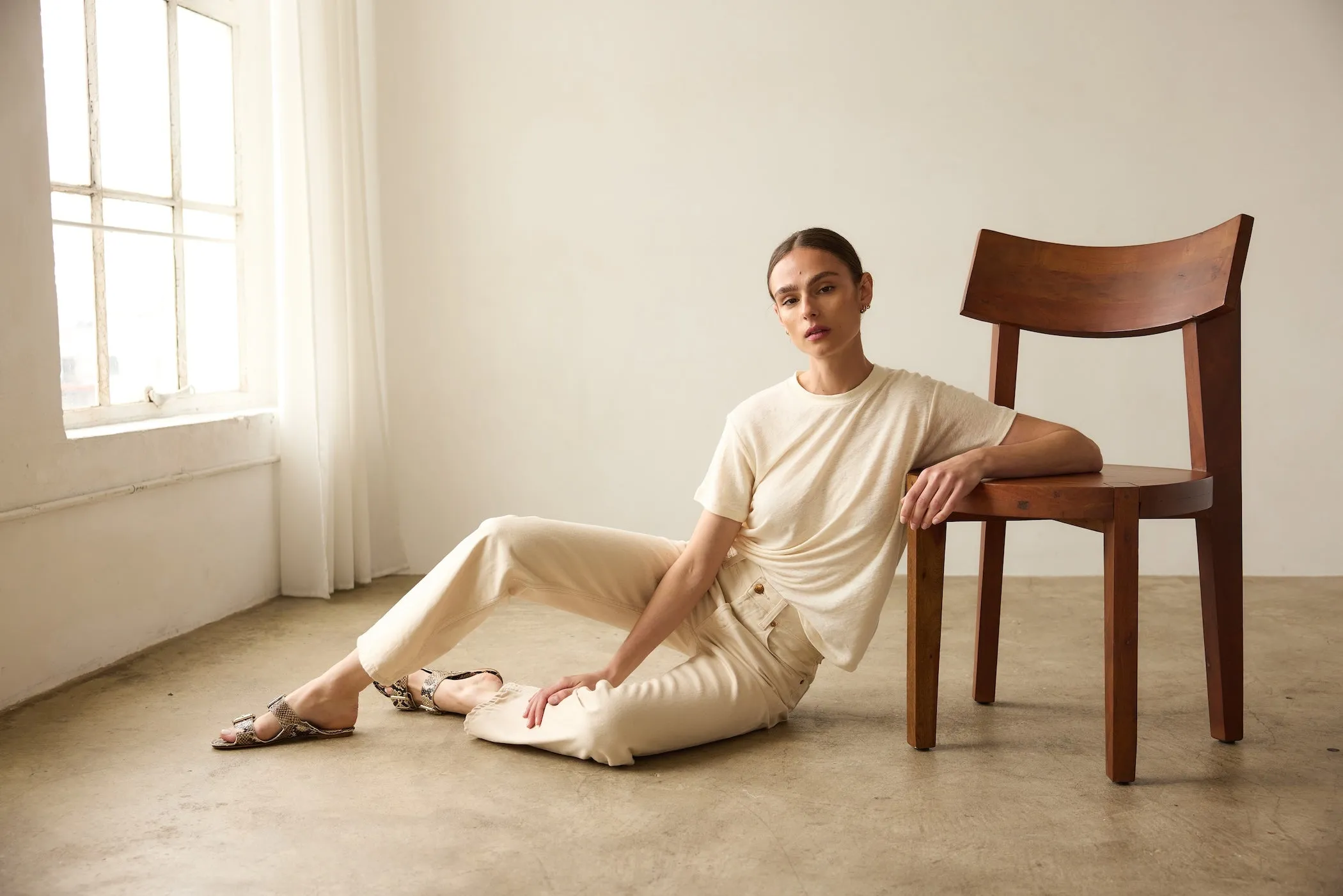 The Double Buckle Slide in Taupe