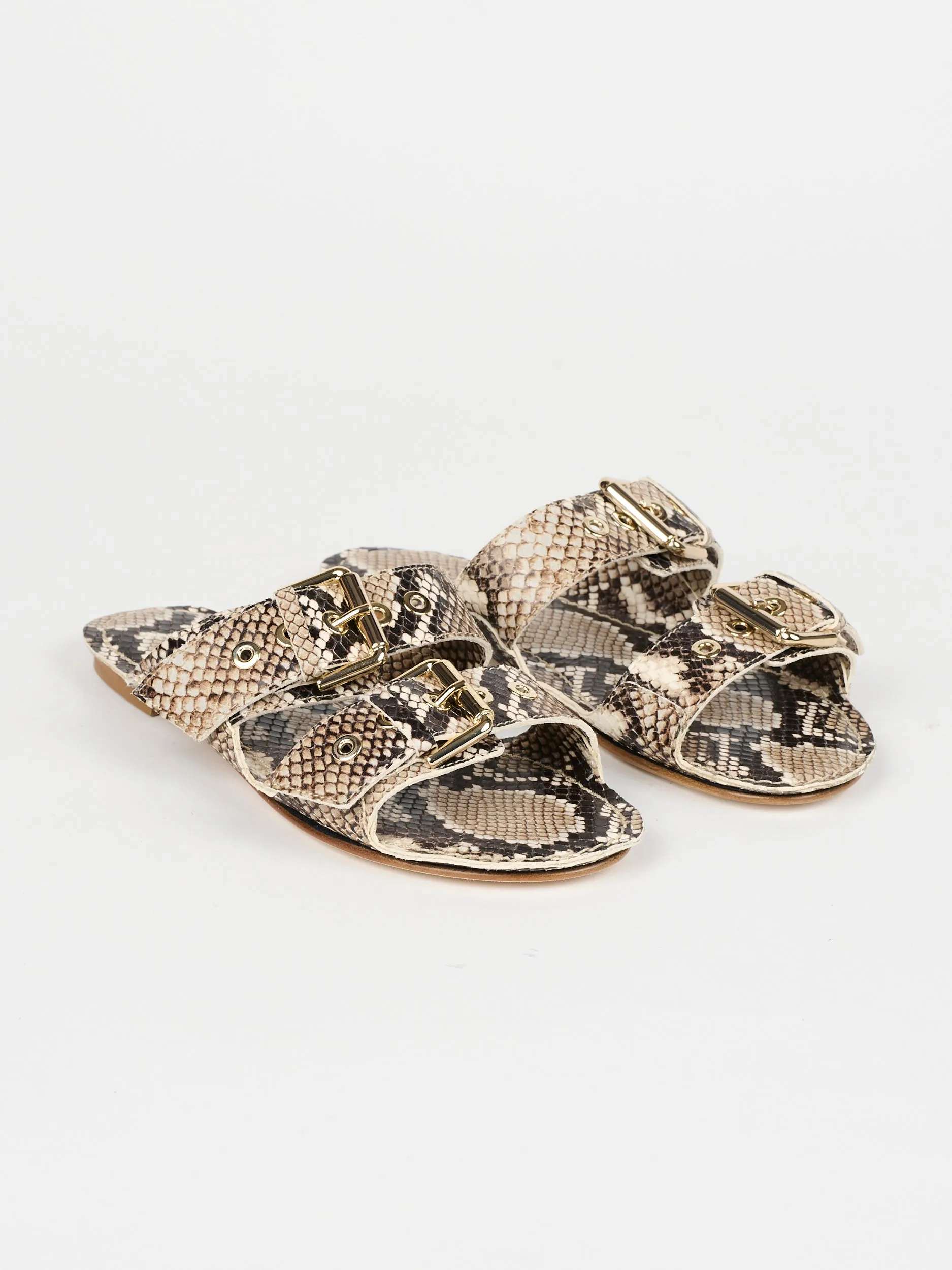 The Double Buckle Slide in Taupe