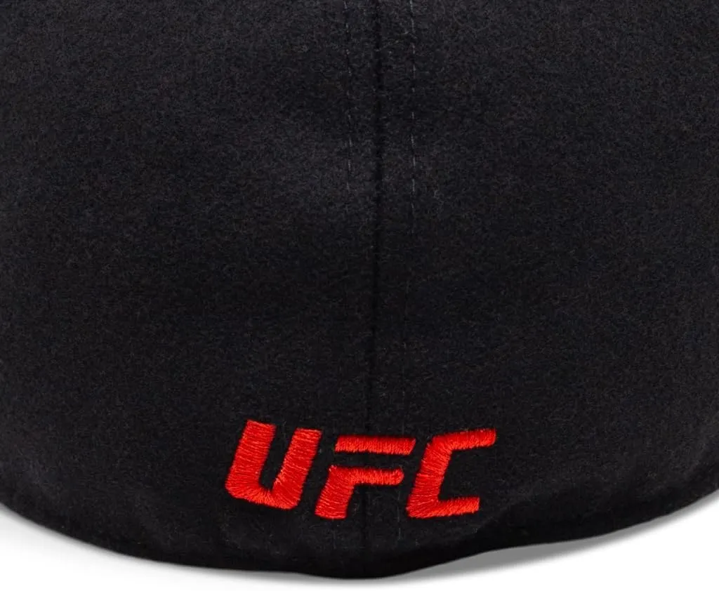 The Original UFC Six Panel Boston Scally Cap - Flat Cap Fitted Hat for Men - Black