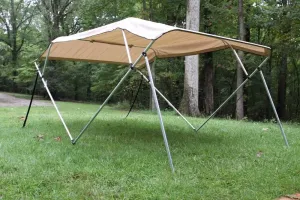 The Vortex Company Tan/Beige Pontoon/Deck Boat 4 Bow Bimini Top 12' Long, 91-96" Wide, 54" High, Complete Kit, Frame, Canopy, and Hardware
