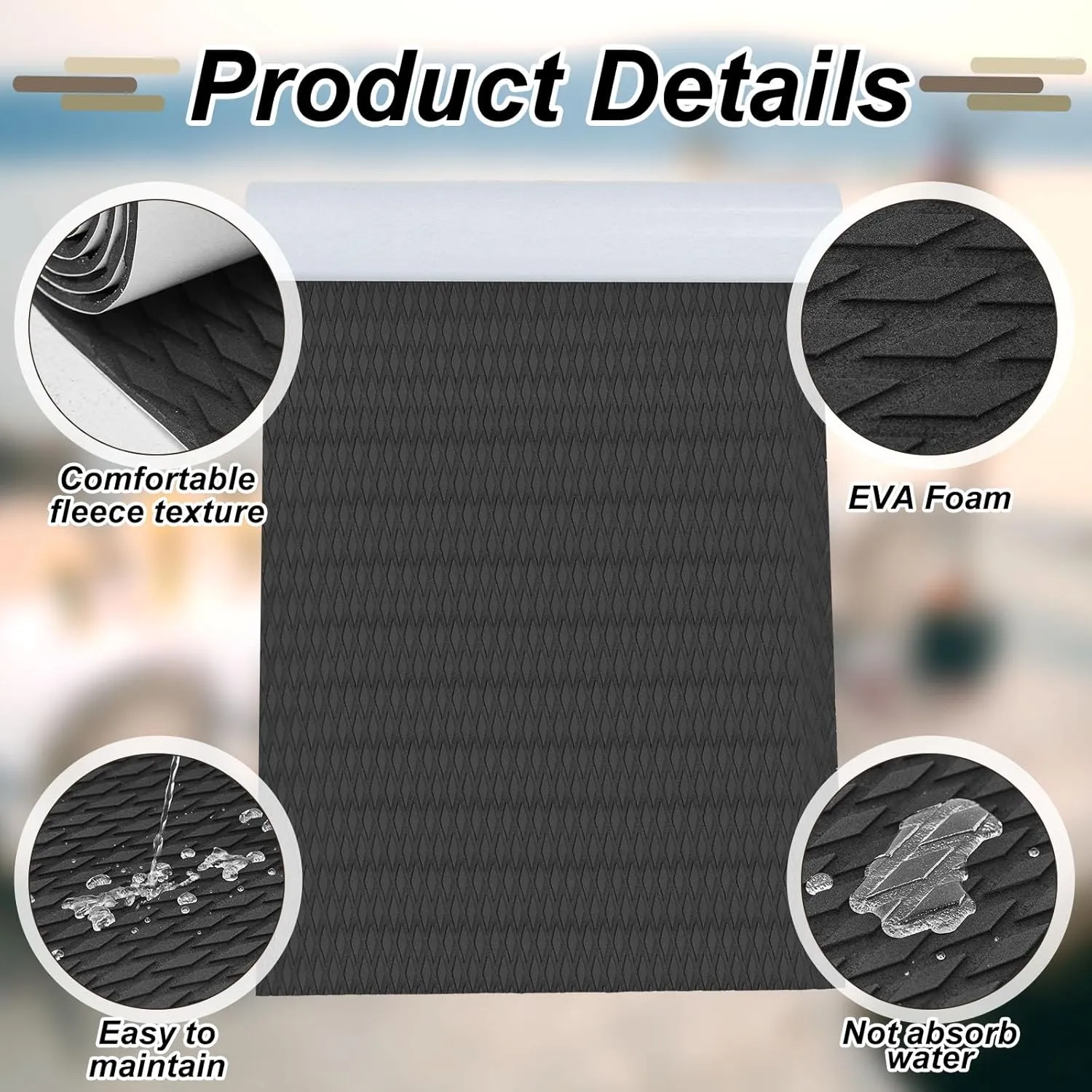 Timgle Marine Flooring for Boats EVA Foam Boat Flooring Decking Non Slip Self Adhesive Marine Boat Carpet Diamond Surfboard Traction Pad Boat Mats