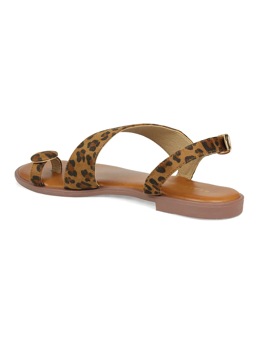 Toe Ring Leopard Print Slingback Sandal