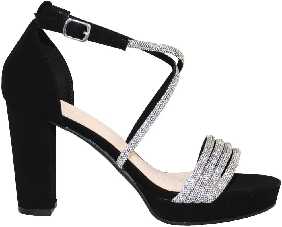 TRENDSUP Women's Hi-Chunk High Heel Pump Sandals