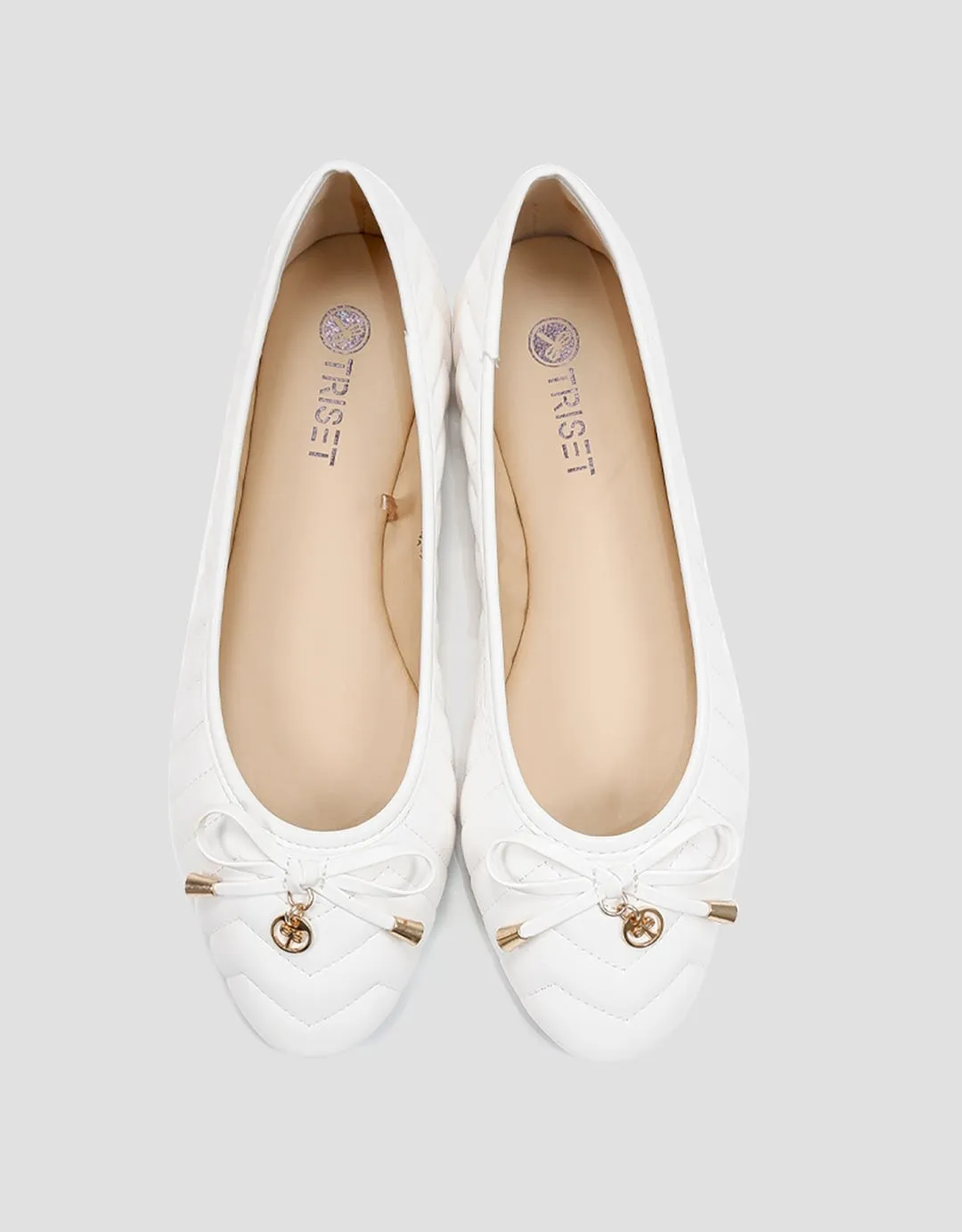 Triset Cross Stitching Sepatu Flat Ballerina Wanita